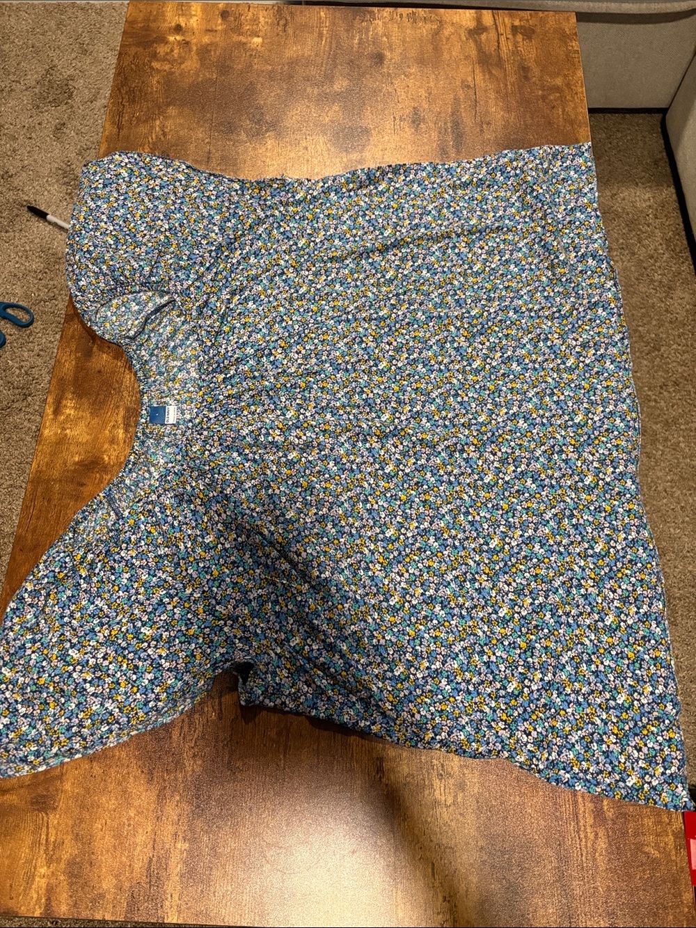 Ladies Size L Old Navy Blue Multicolor floral Puff-Sleeve Casual Top